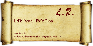 Lévai Réka névjegykártya